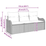 Garden Sofa Set with Storage 3 pcs Black Poly rattan - Extra Image