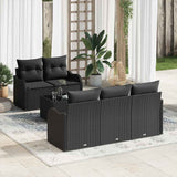 Garden Sofa Set Manual 6 pcs Black Poly Rattan, Steel and Glass