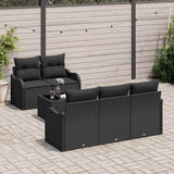 Garden Sofa Set Manual 6 pcs Black Poly Rattan, Steel and Glass
