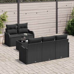 Garden Sofa Set 6 pcs 5-Seater Black Poly Rattan
