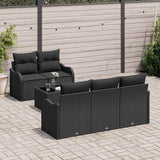 Garden Sofa Set with Cushion Manual 6 pcs Black 55 x 55 x 37 cm - Side View