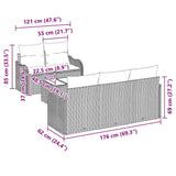 Garden Sofa Set Manual 6 pcs Black Poly Rattan, Steel and Glass