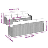 Garden Sofa Set 9 pcs Black Poly Rattan and Steel and Glass