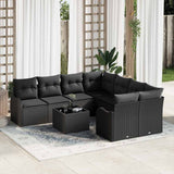Garden Sofa Set with Cushion Manual 9 pcs Black 55 x 55 x 37 cm
