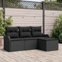Garden Sofa Set 4 pcs Black Poly Rattan