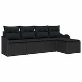 Garden Sofa Set with Storage 5 pcs Black Poly Rattan - Front View