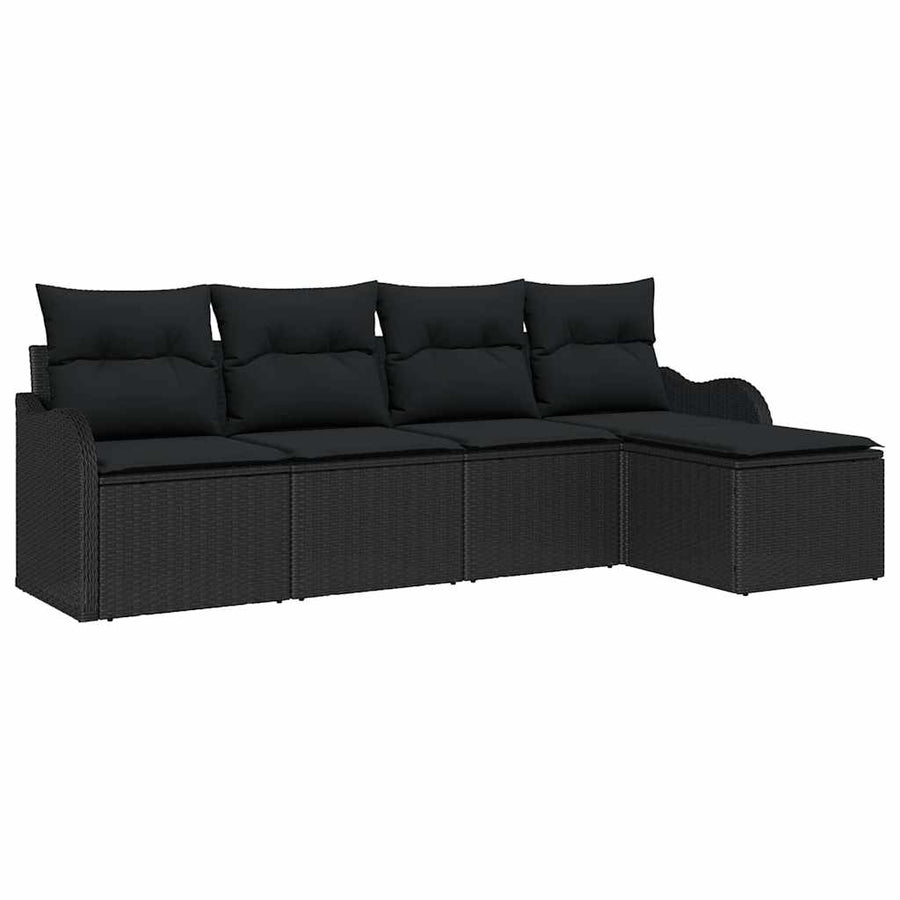 Garden Sofa Set 5 pcs Black Poly Rattan