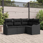 Garden Sofa Set 4 pcs Black Poly Rattan