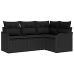 Garden Sofa Set 4 pcs Black Poly Rattan