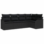 Garden Sofa Set 5 pcs Black Poly Rattan