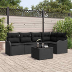 Garden Sofa Set 6 pcs Black Poly Rattan