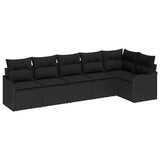 Garden Sofa Set with Storage 6 pcs Black Poly Rattan - Front View