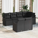 Garden Sofa Set with Storage 7 pcs Black Poly rattan