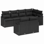 Garden Sofa Set 7 pcs Black Poly rattan