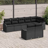 Garden Sofa Set with Storage 8 pcs Black Poly Rattan