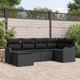 Garden Sofa Set with Cushion 6 pcs Black Poly rattan