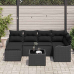 Garden Sofa Set 7 pcs Black Poly Rattan