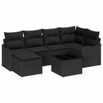 Garden Sofa Set 7 pcs Black Poly Rattan
