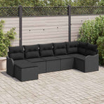 Garden Sofa Set 7 pcs Black Poly Rattan