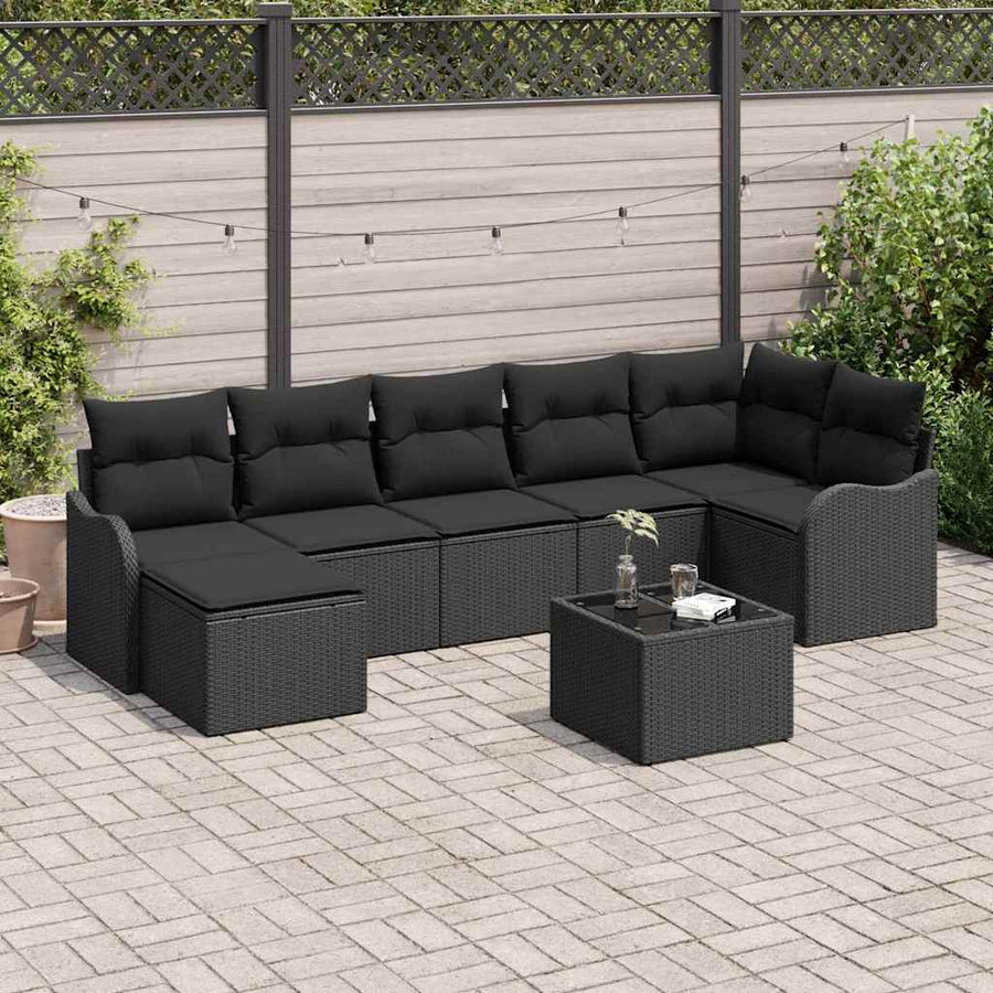 Garden Sofa Set 8 pcs Black Poly Rattan