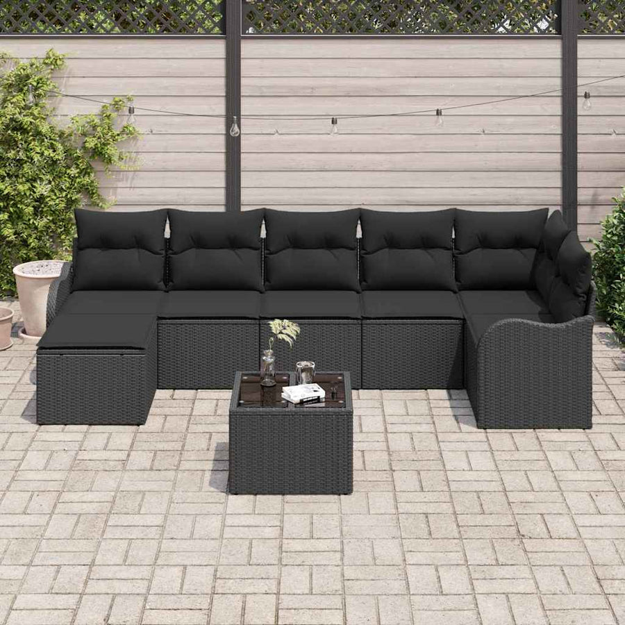 Garden Sofa Set 8 pcs Black Poly Rattan