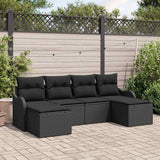 Garden Sofa Set with Cushion 6 pcs Black Poly rattan