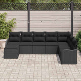 Garden Sofa Set with Cushion 8 pcs Black Poly rattan - Side View