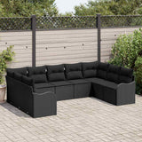 Garden Sofa Set with Storage 9 pcs Black Poly Rattan