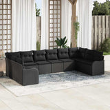 Garden Sofa Set with Storage 10 pcs Black Poly Rattan