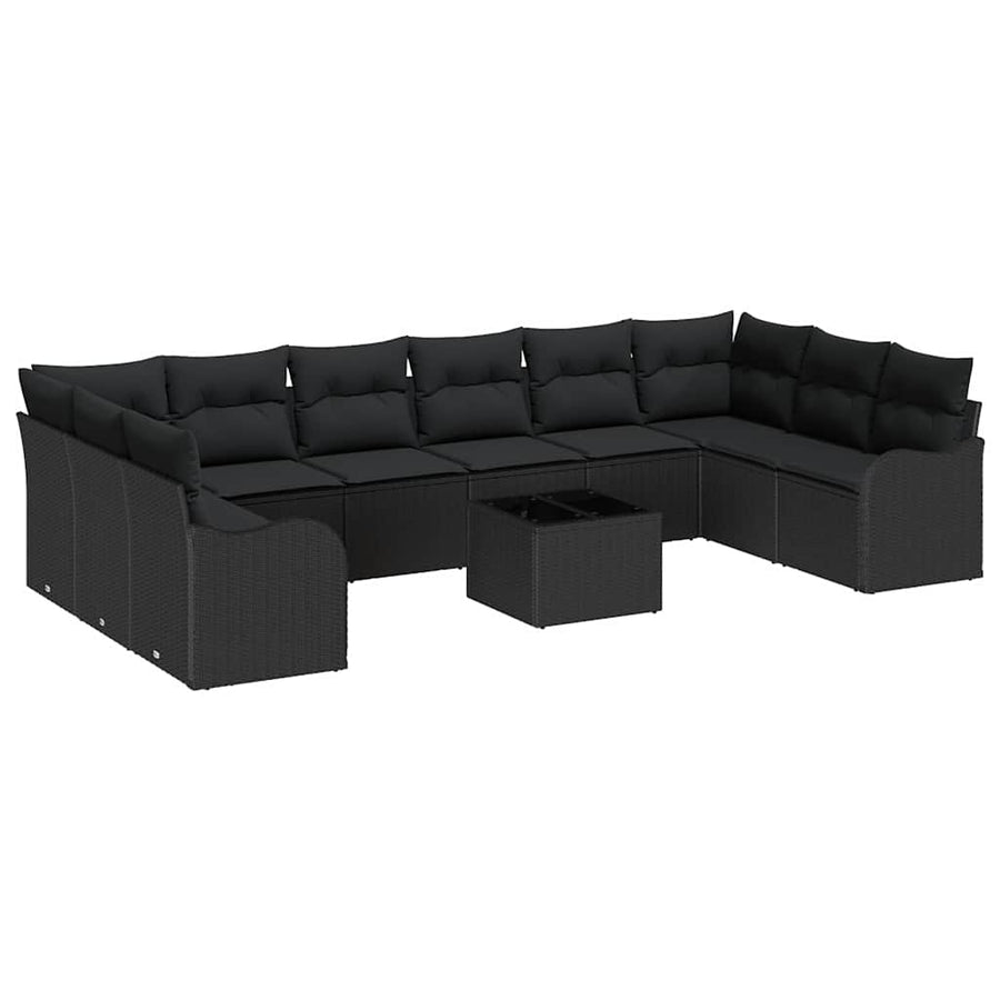 Garden Sofa Set 11 pcs Black Poly Rattan