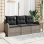 Garden Sofa Set 3 pcs Grey Poly rattan