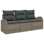 Garden Sofa Set 3 pcs Grey Poly rattan