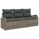 Garden Sofa Set with Storage 3 pcs Grey Poly rattan - Front View