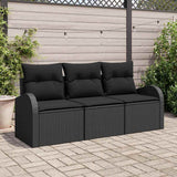 Garden Sofa Set 3 pcs Black Poly rattan