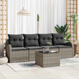 Garden Sofa Set with Storage with Pillow 5 pcs Grey Poly Rattan