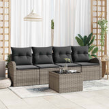Garden Sofa Set 5 pcs 4-Seater Grey Poly Rattan