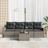 Garden Sofa Set 5 pcs 4-Seater Grey Poly Rattan - Side View