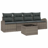 Garden Sofa Set 5 pcs 4-Seater Grey Poly Rattan
