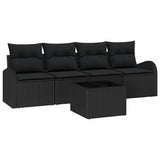 Garden Sofa Set with Storage 5 pcs Black Poly Rattan