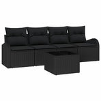 Garden Sofa Set 5 pcs 4-Seater Black Poly Rattan