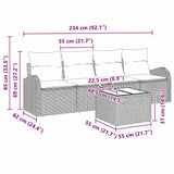 Garden Sofa Set with Cushion Manual 5 pcs Black 55 x 55 x 37 cm - Low Angle