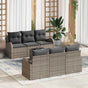 Garden Sofa Set 7 pcs 6-Seater Grey Poly Rattan