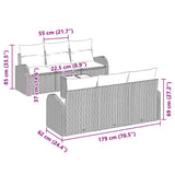 Garden Sofa Set with Storage with Pillow 7 pcs Grey Poly Rattan