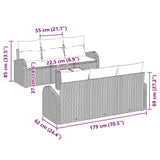 Garden Sofa Set with Cushion Manual 7 pcs Grey 55 x 55 x 37 cm - Close-Up Angle