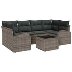 Garden Sofa Set 7 pcs 6-Seater Grey Poly Rattan