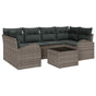 Garden Sofa Set 7 pcs 6-Seater Grey Poly Rattan
