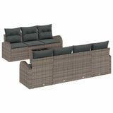 Garden Sofa Set 8 pcs 7-Seater Grey Poly Rattan - Front View