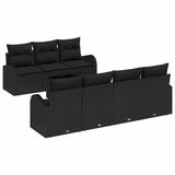 Garden Sofa Set Manual 8 pcs Black Poly Rattan, Steel and Glass