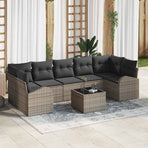 Garden Sofa Set 8 pcs 7-Seater Grey Poly Rattan