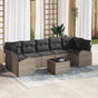Garden Sofa Set 8 pcs 7-Seater Grey Poly Rattan